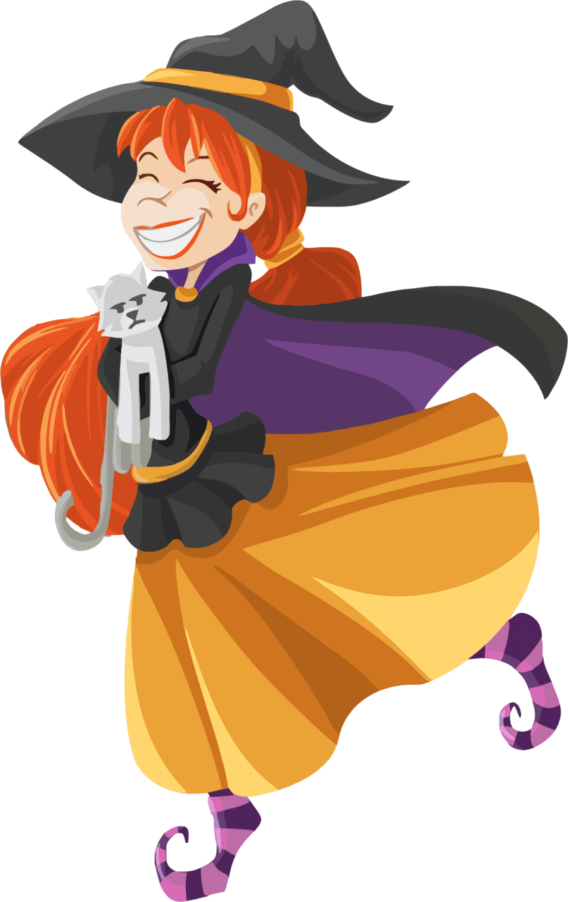 Happy cartoon witch isolated clipart free