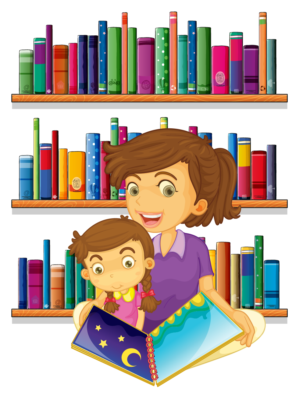 Open book play behavior library content human librarian clipart image