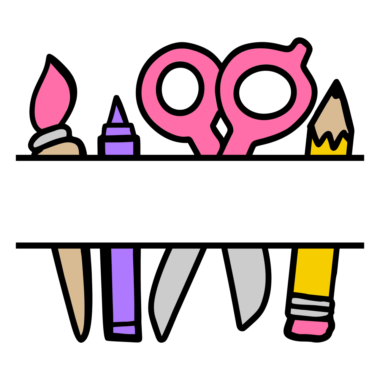School supplies tool split personalized tee clipart free