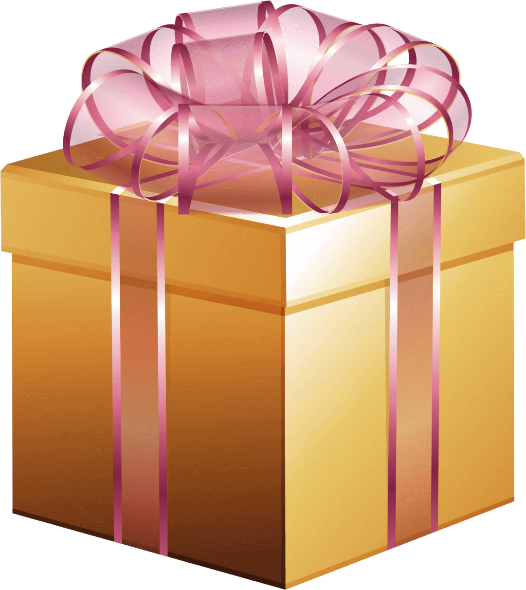 Christmas present abstract large gold box pink bow clipart picture