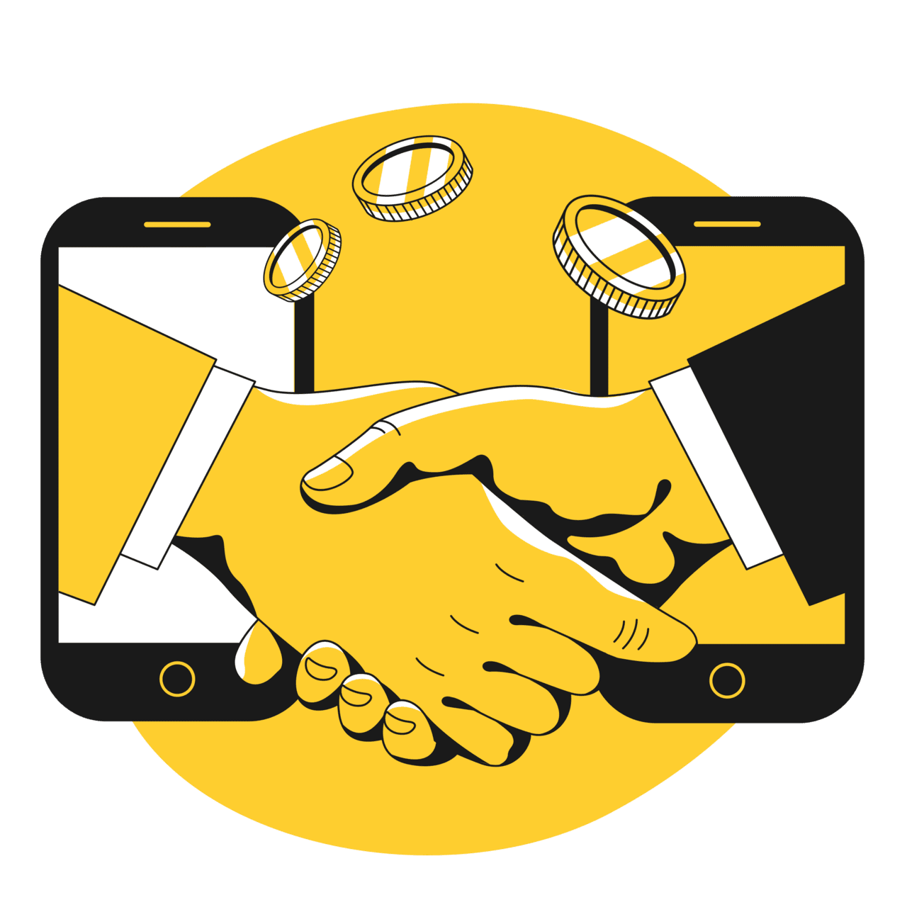 Deal with handshake phones and money clipart free