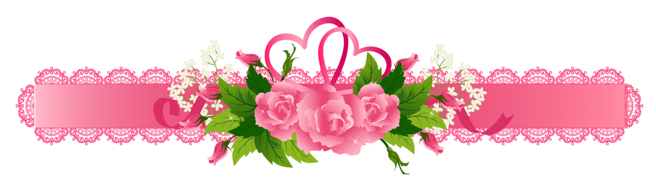 Flower border decorative pink ribbon with roses clipart background