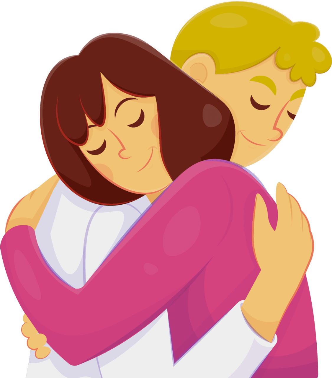 Hug day position with human characters of loving couple clipart photo