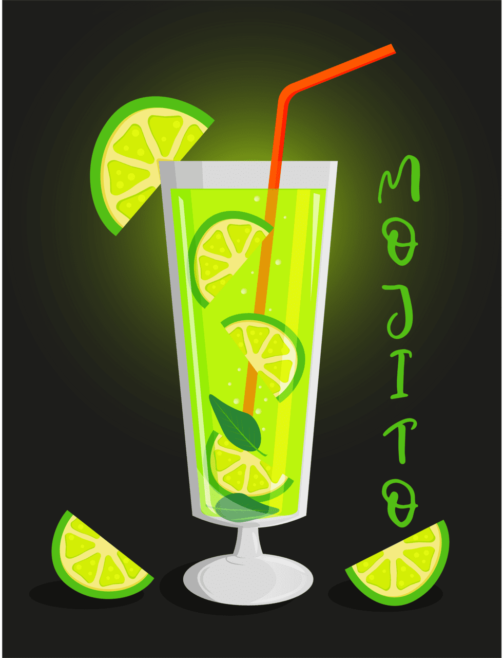 Lemonade poster cocktail mojito clipart vector