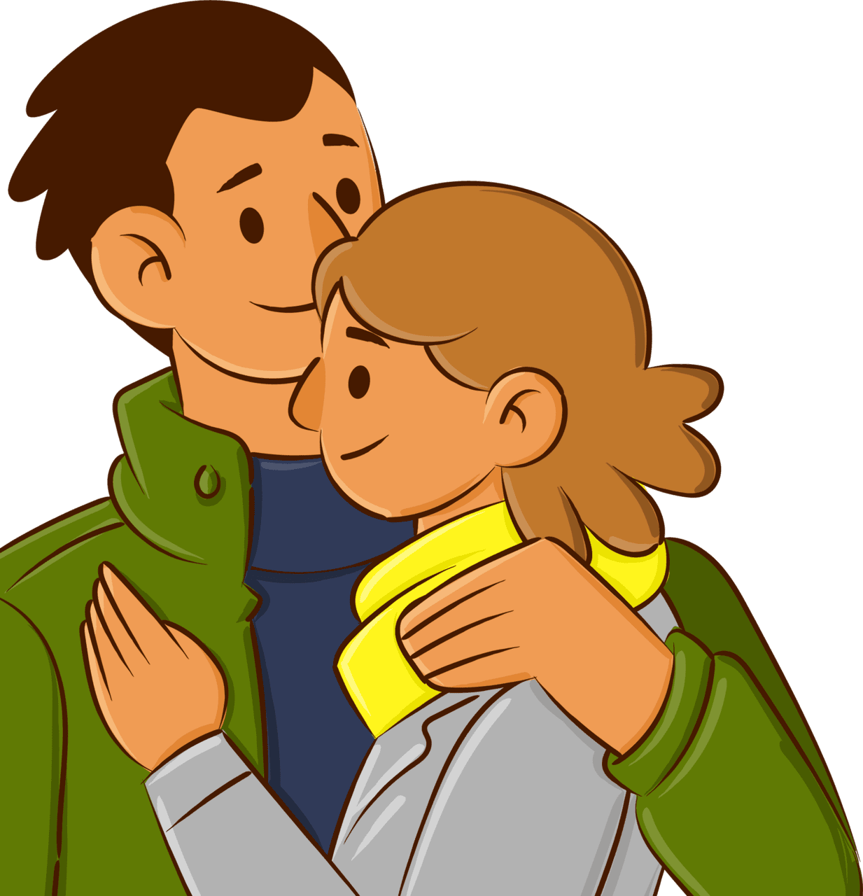 Husband wife hug cartoon clipart photo