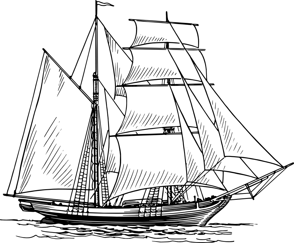 Sailboat linelabels clipart brigantine logo