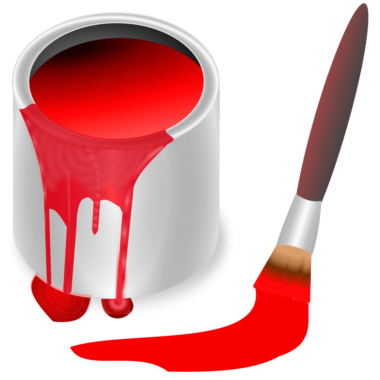 Paint bucket with red and paintbrush vector clipart images