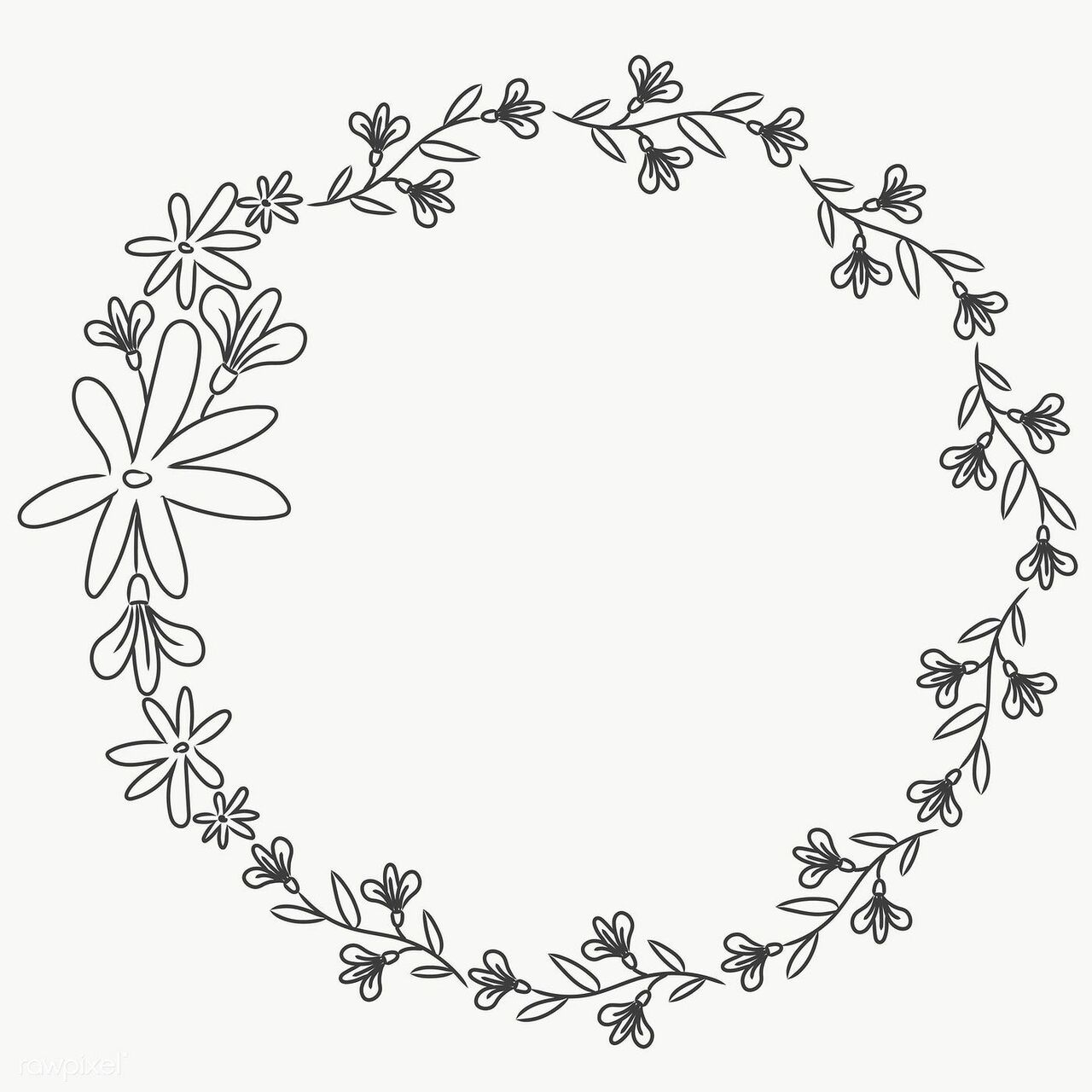 Floral black and white premium of cute doodle wreath by pimmy about imalist flower frame clipart transparent