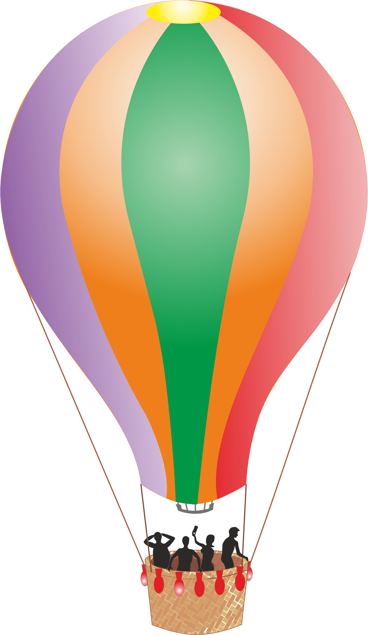 Colorful detailed hot air balloon clipart transparent