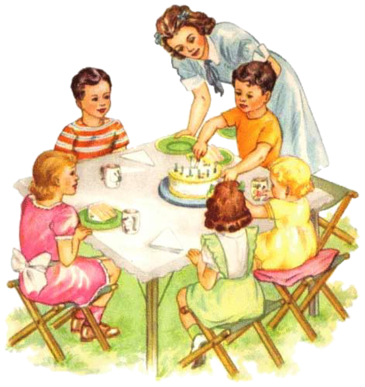 Vintage picnic children image clipart