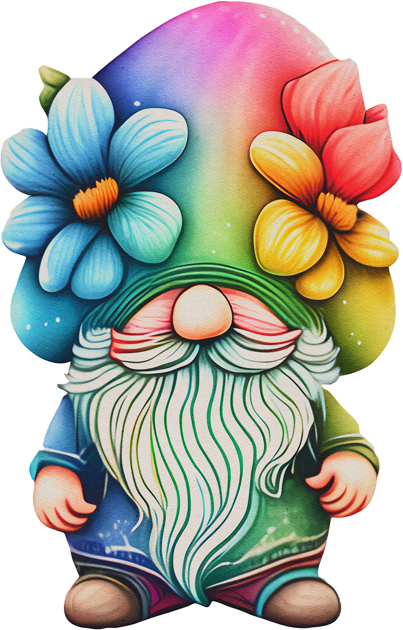 Garden gnome ra bow colorful image clipart