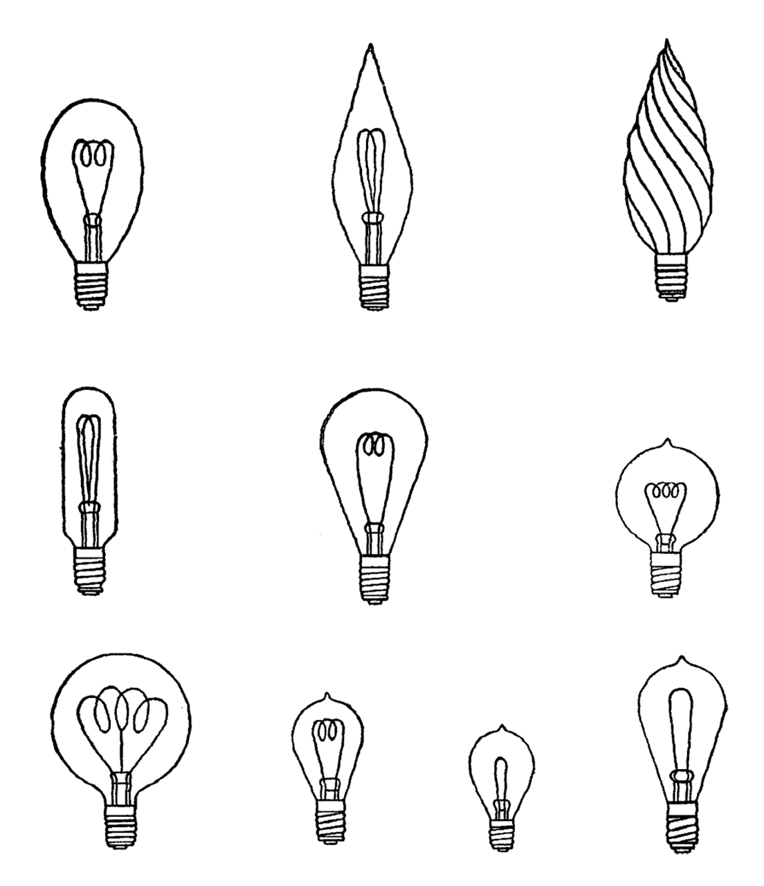 Collage sheet printable vintage light bulb household ing clipart free