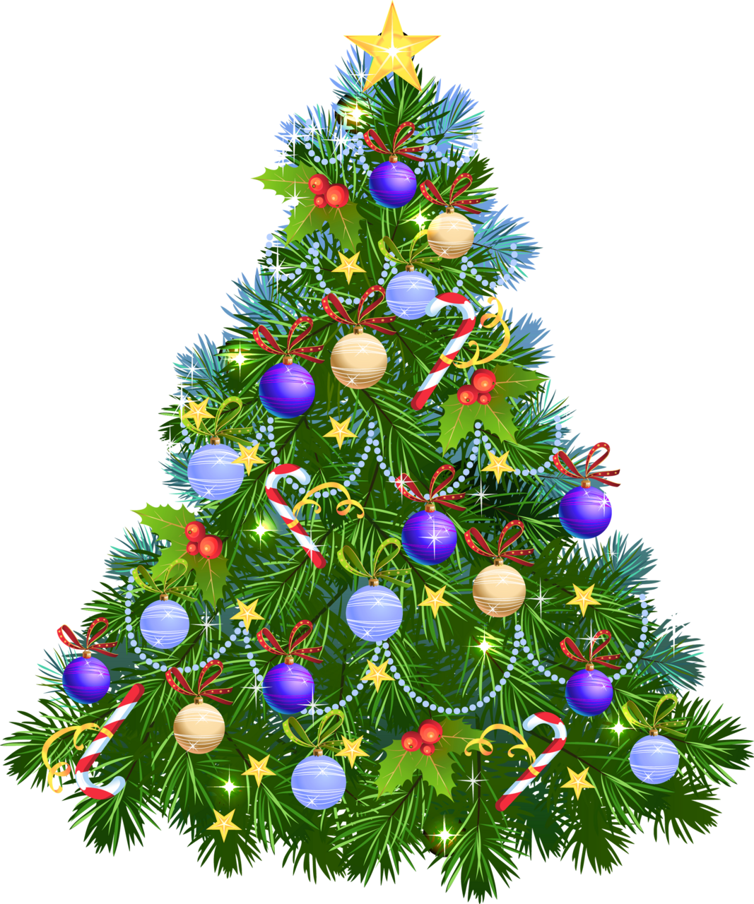 Christmas tree with purple ornament clipart background