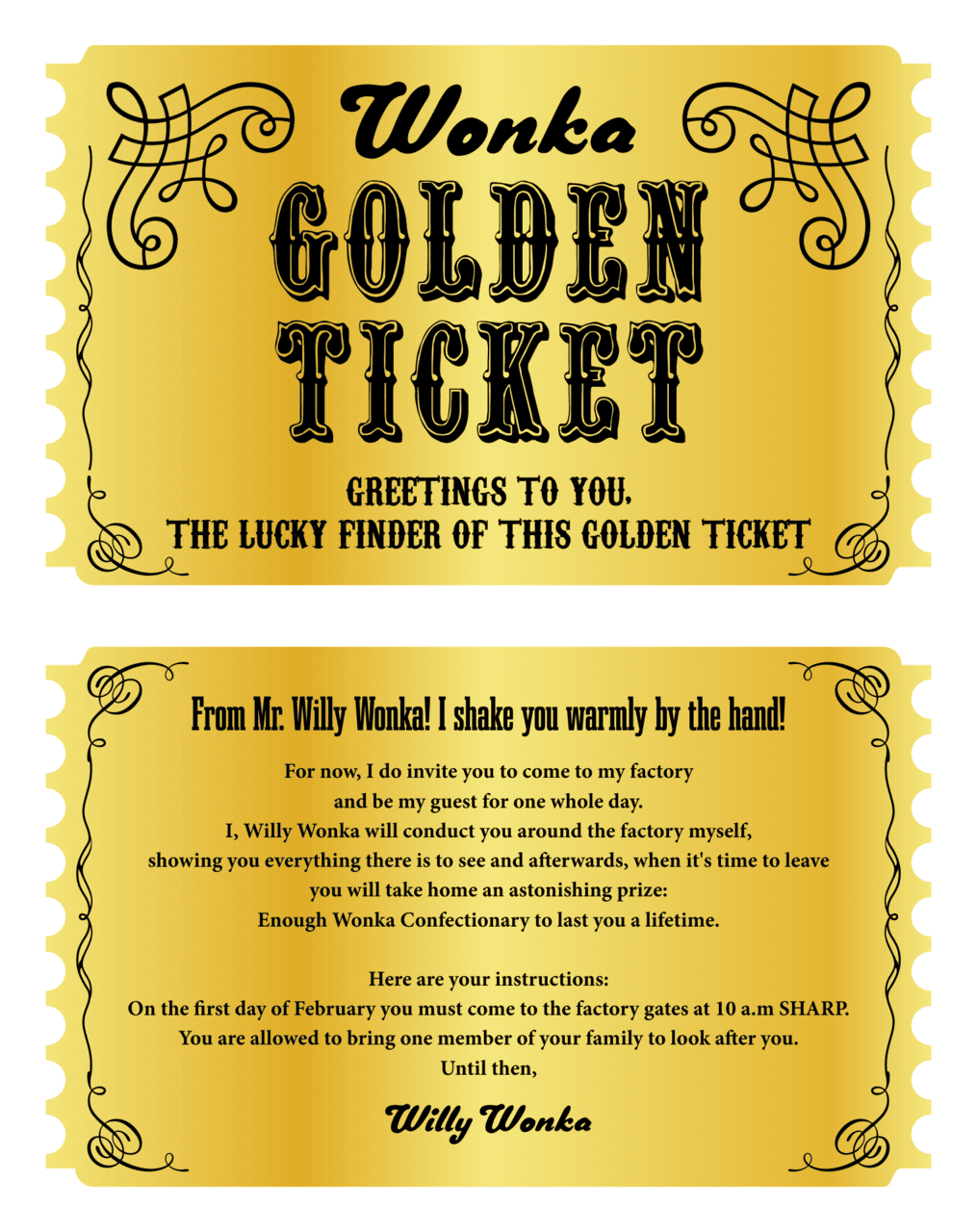 Editable wonka golden ticket printables printablee clipart transparent