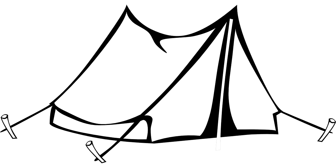 Camp tent draw vector graphic clipart