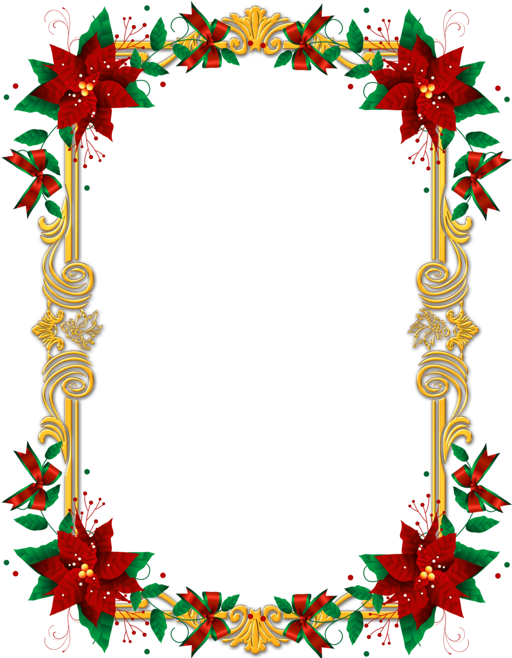 Christmas frame with poinsettia clipart background