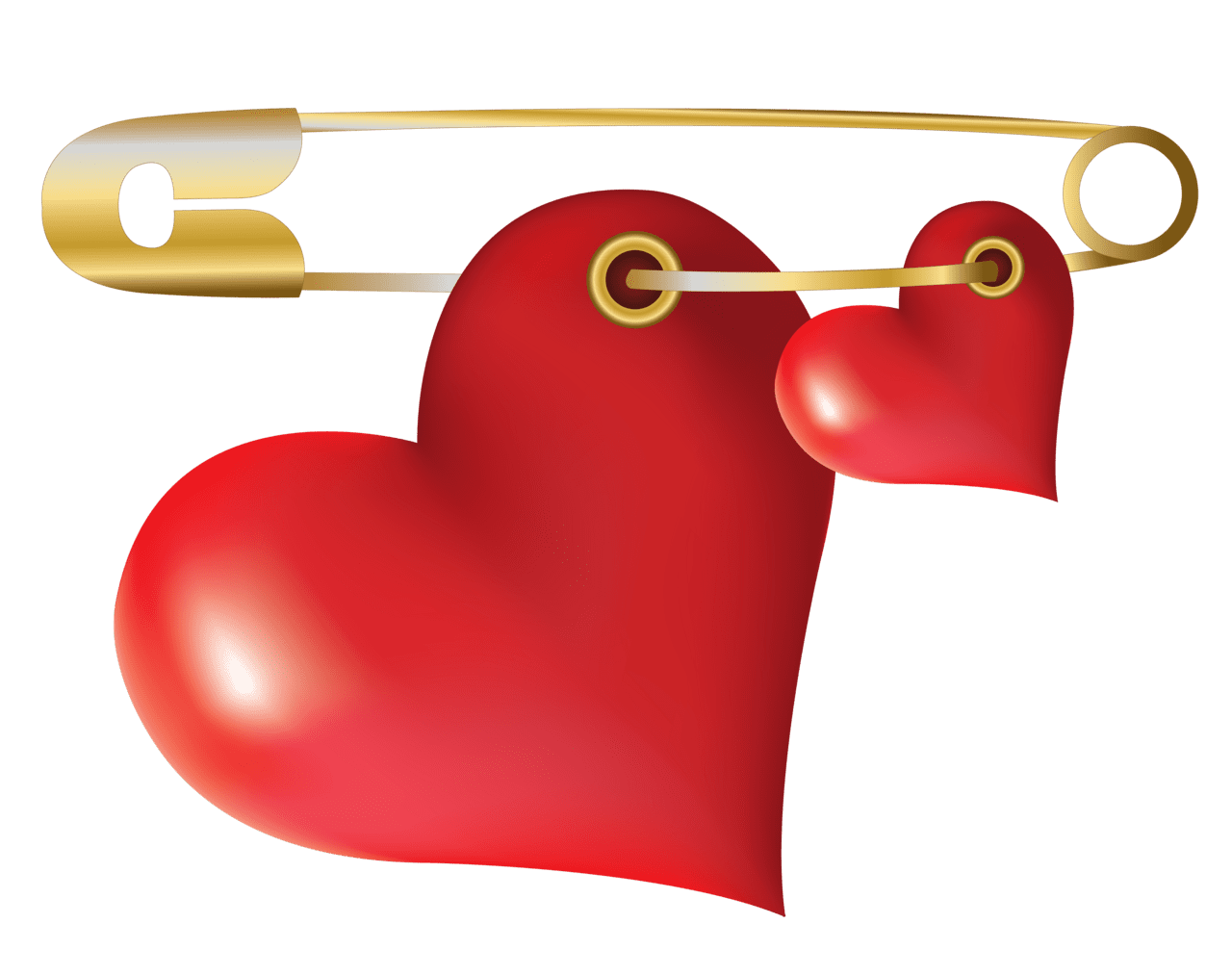 Hearts with safety pin clipart logo