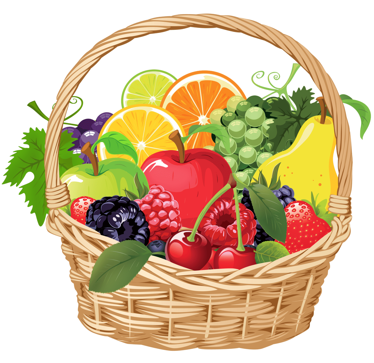 Vegetable fruit basket vector clipart yopriceville high for