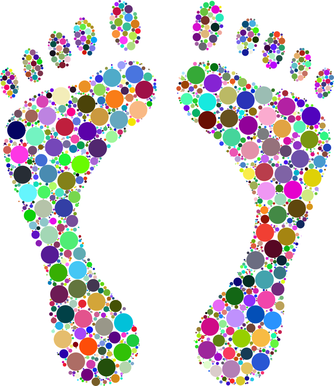 Feet footprints circles abstract art image from clipart