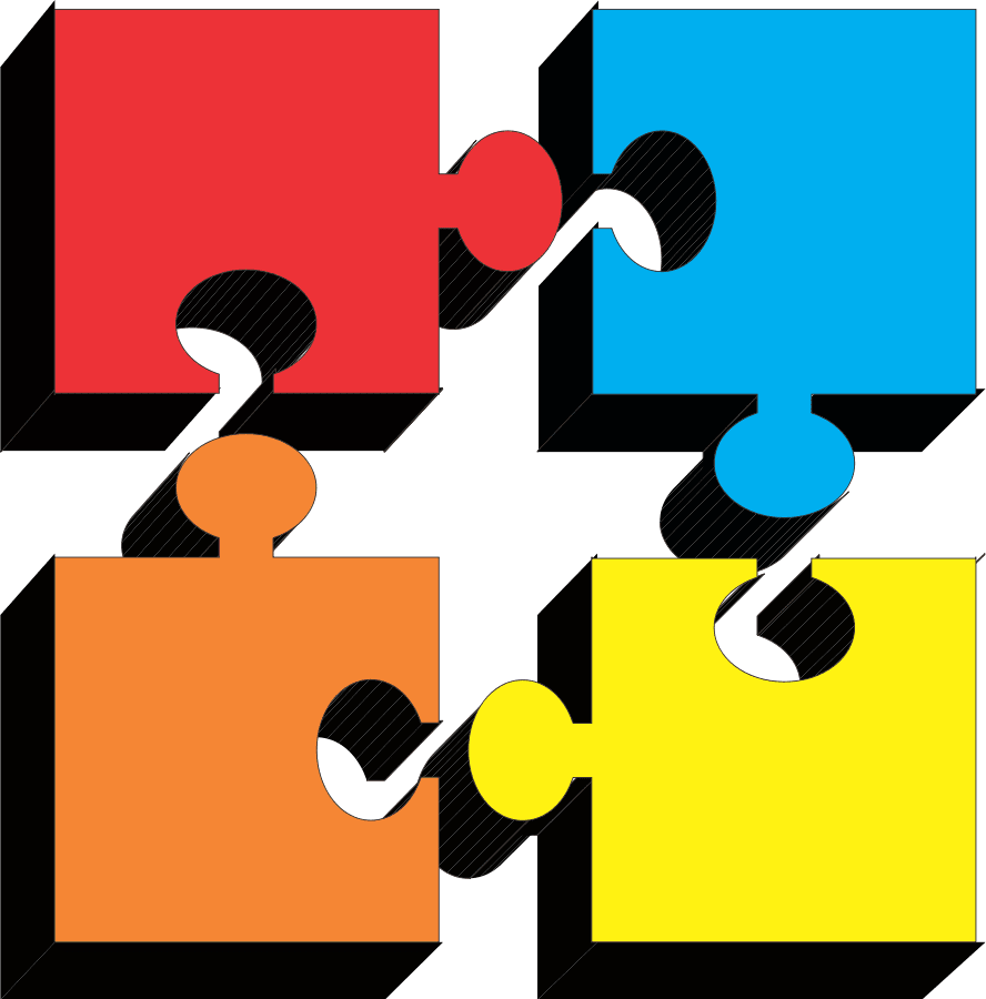 Four puzzle pieces clipart clip art