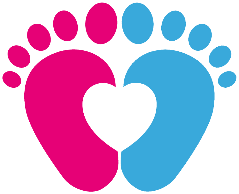 Pink baby footprints image black and white feet with heart no backgroud key clipart