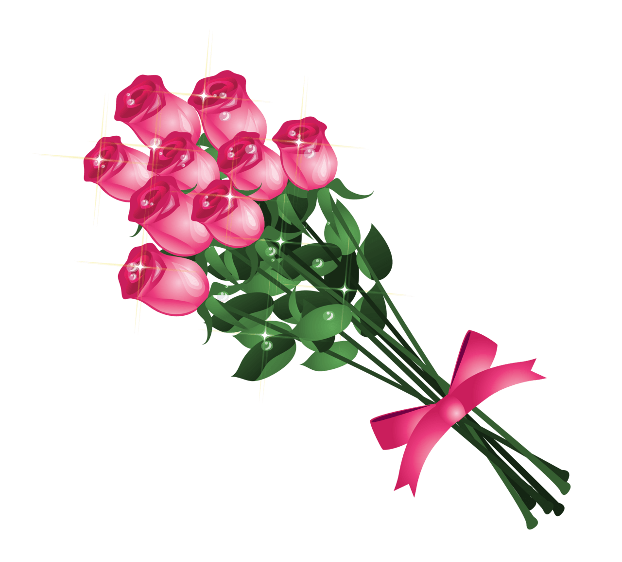 Flower bouquet pink roses clipart picture