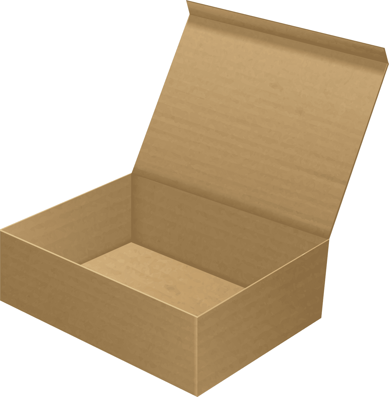 Open cardboard box clipart image large size