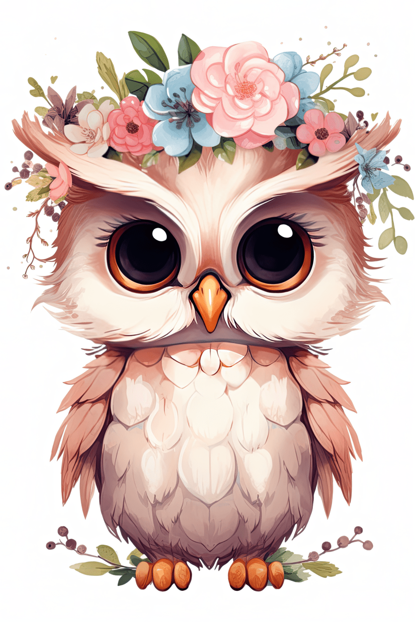 Ship baby owl with flowers clipart vector
