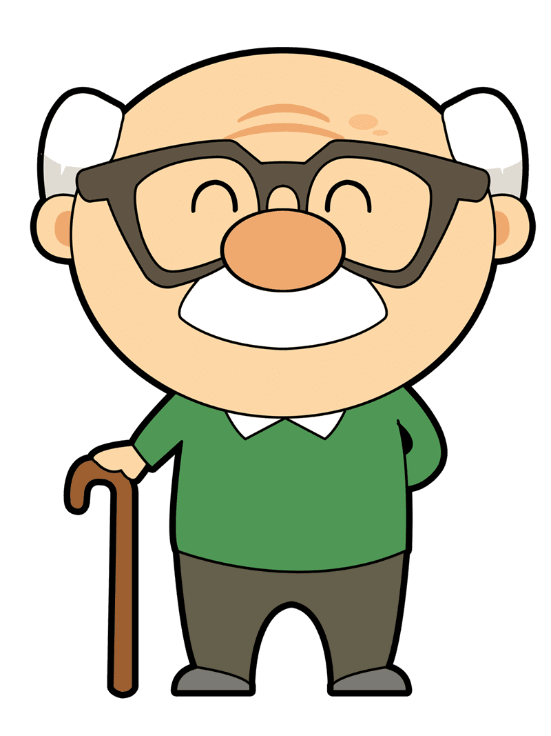 Old man cartoon family drawings clipart logo