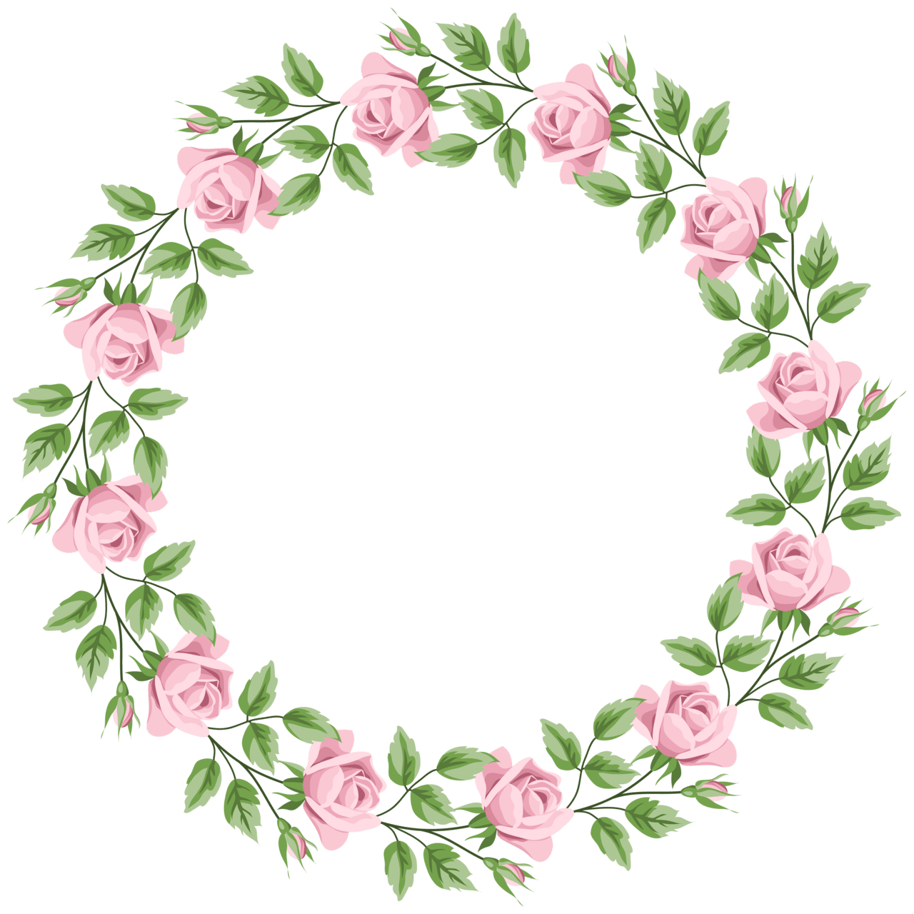 Wreath pink rose border frame clipart transparent