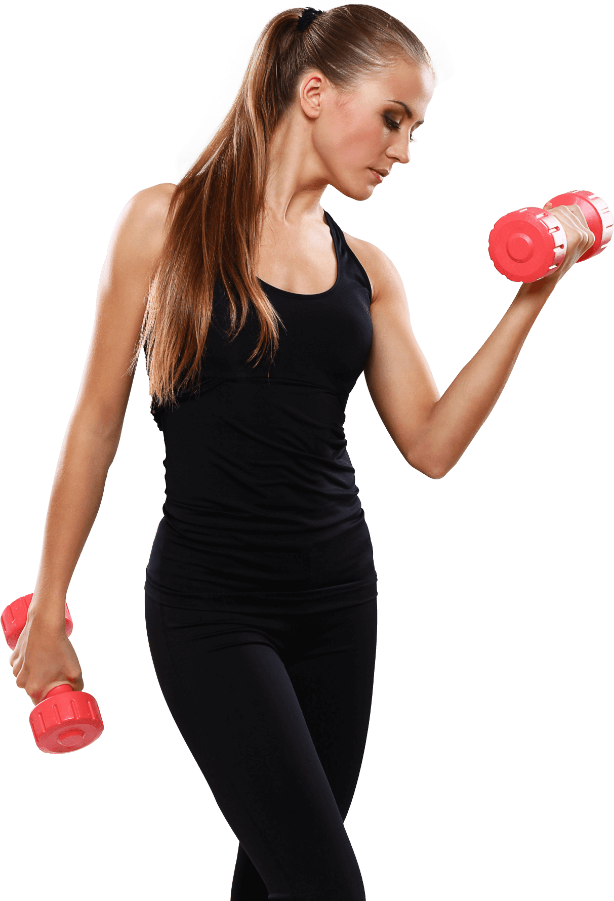 Color dumbbells young workout gym fitness woman clipart background