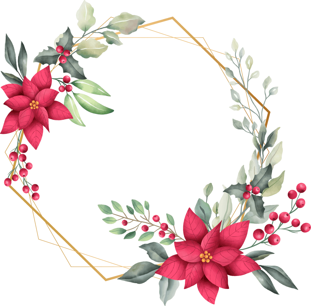 Poinsettia dow picture frames clipart