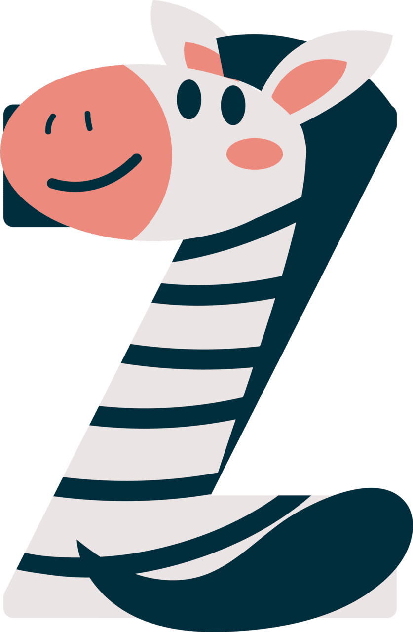 Zebra animal alphabet image clipart