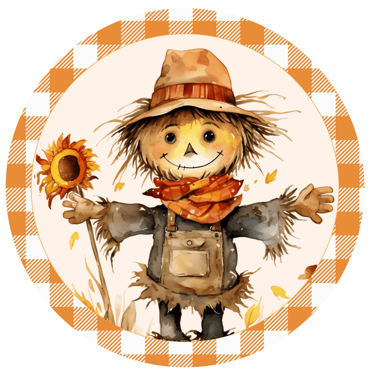 Fall metal sign scarecrow wreath accent clipart image