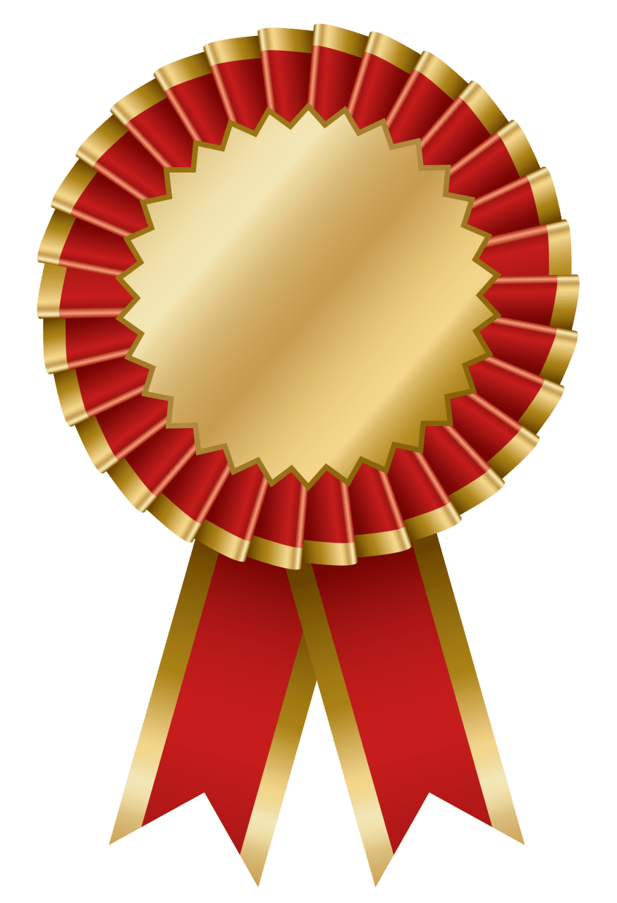 Red and gold rosette ribbon clipart logo