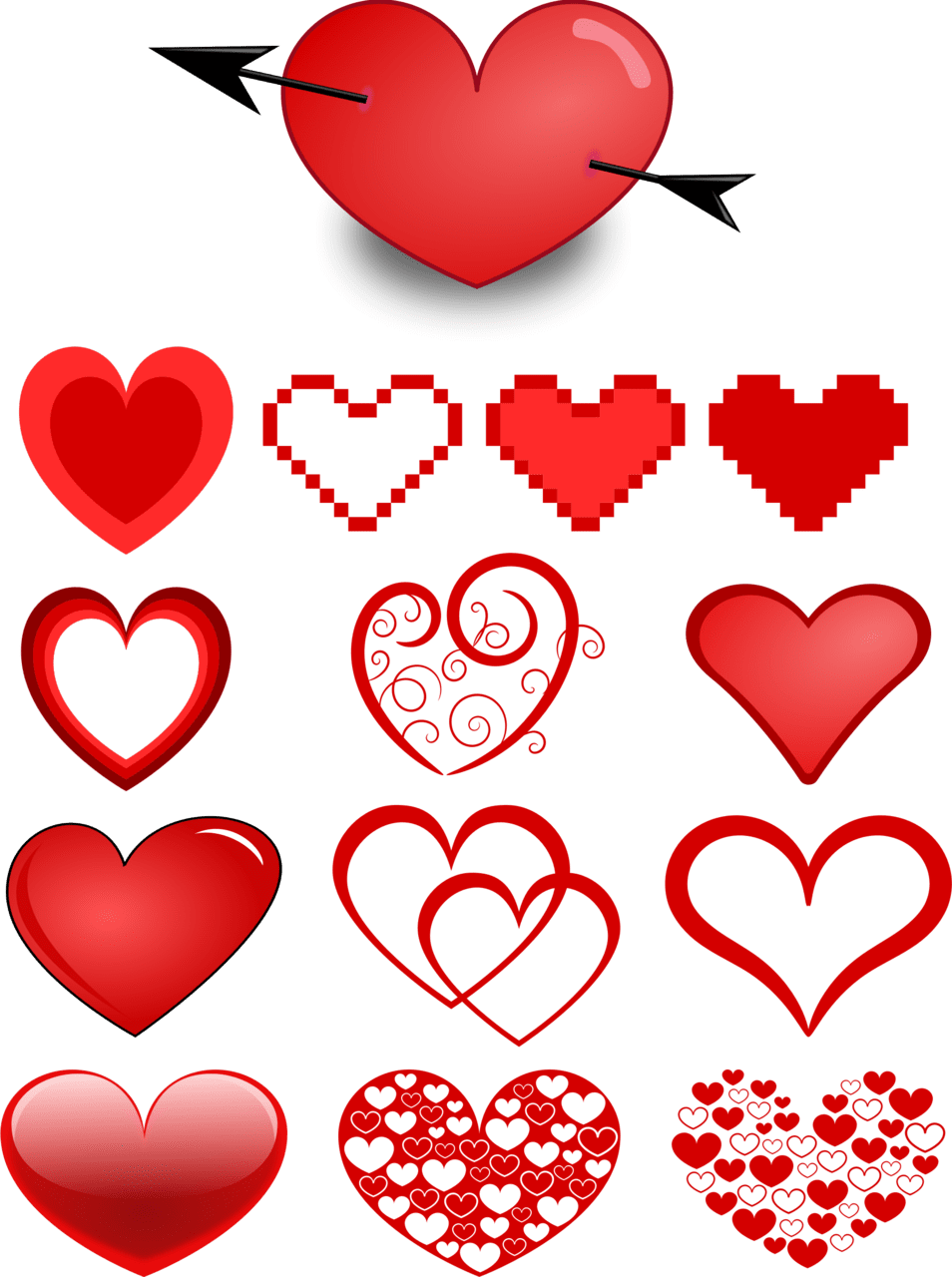 Happy valentines day variety of hearts clipart logo