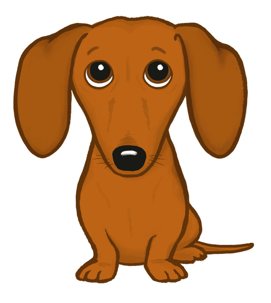 Puppy cute dachshund cartoon wiener dog art print clipart clip art