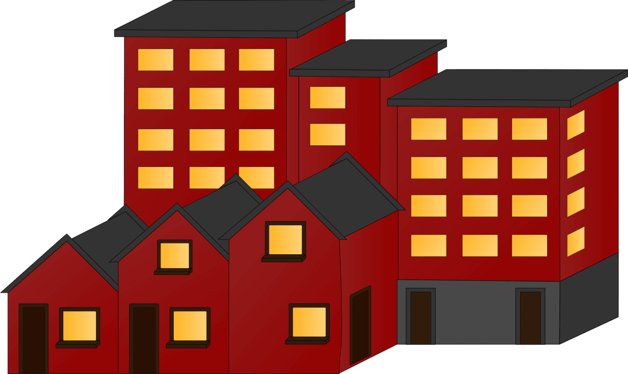 Appartment building and town houses clipart free