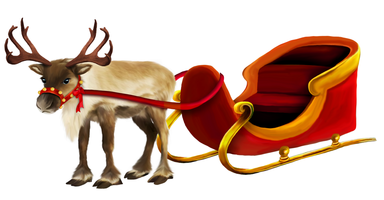 Moose christmas reindeer and sleigh picture clipart