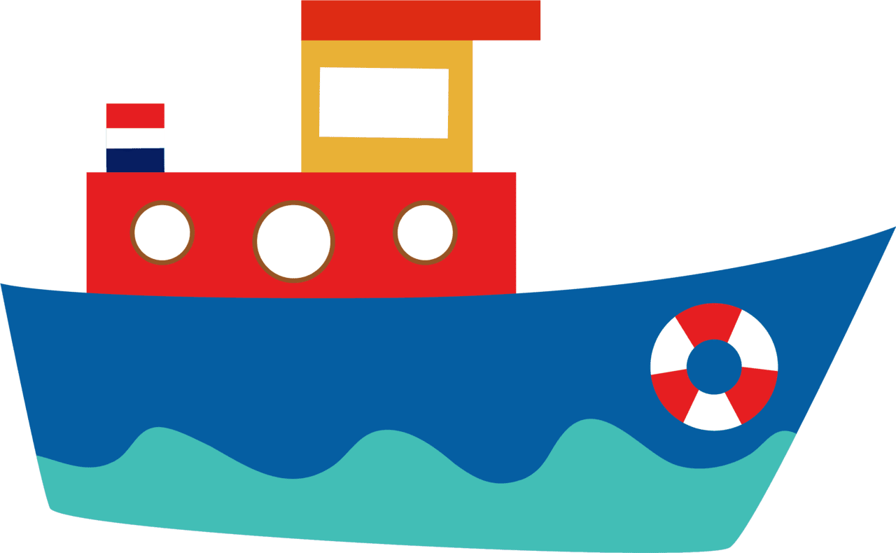 Ship blue cartoon clown clipart picture