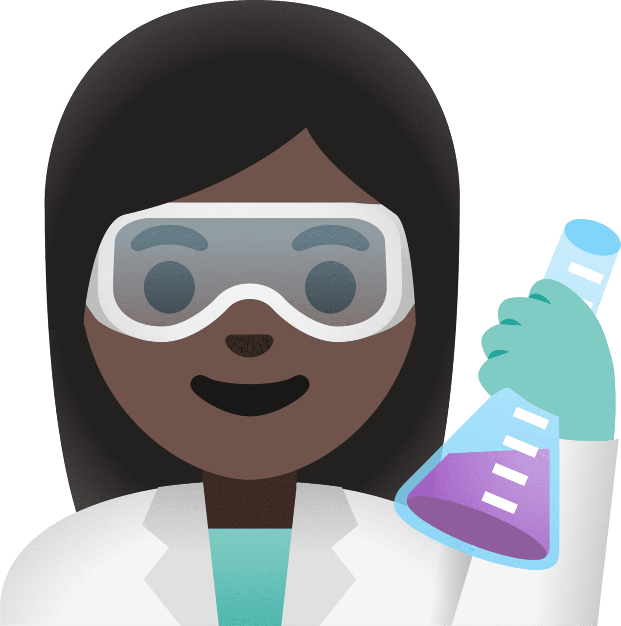 Woman scientist dark skin tone emoji for clipart vector