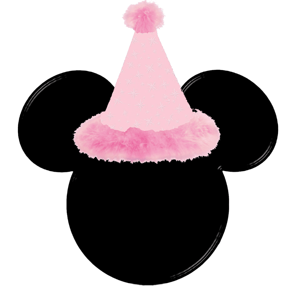 Mickey and minnie heads with party hat clipart vector