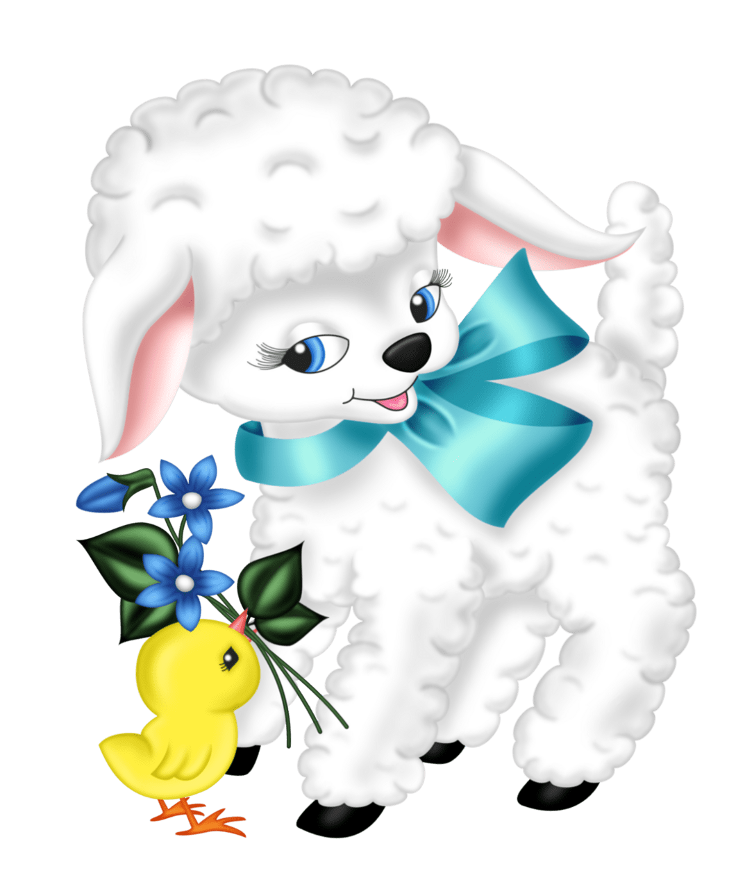 Easter lamb and chicken clipart picture 3