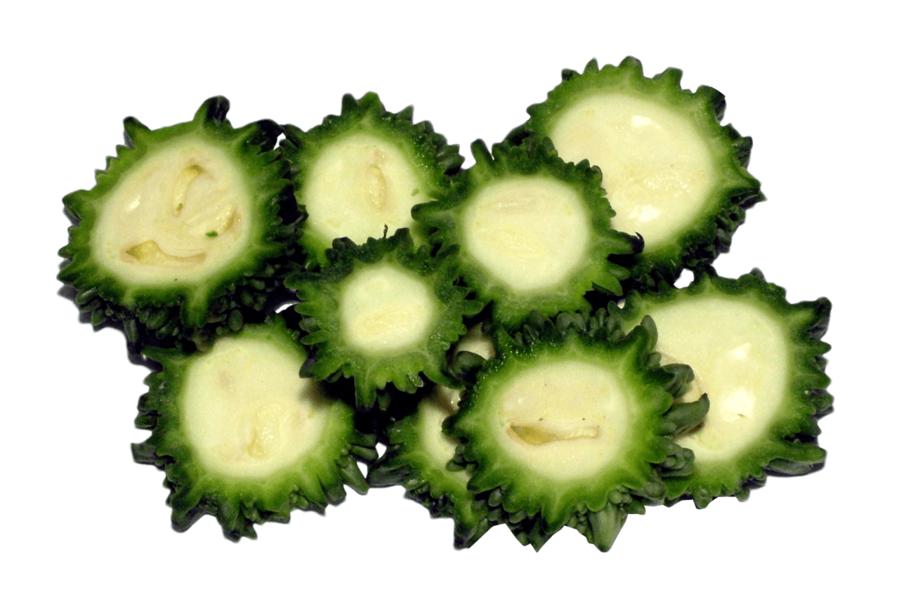 Vegetable bitter gourd sliced clipart background