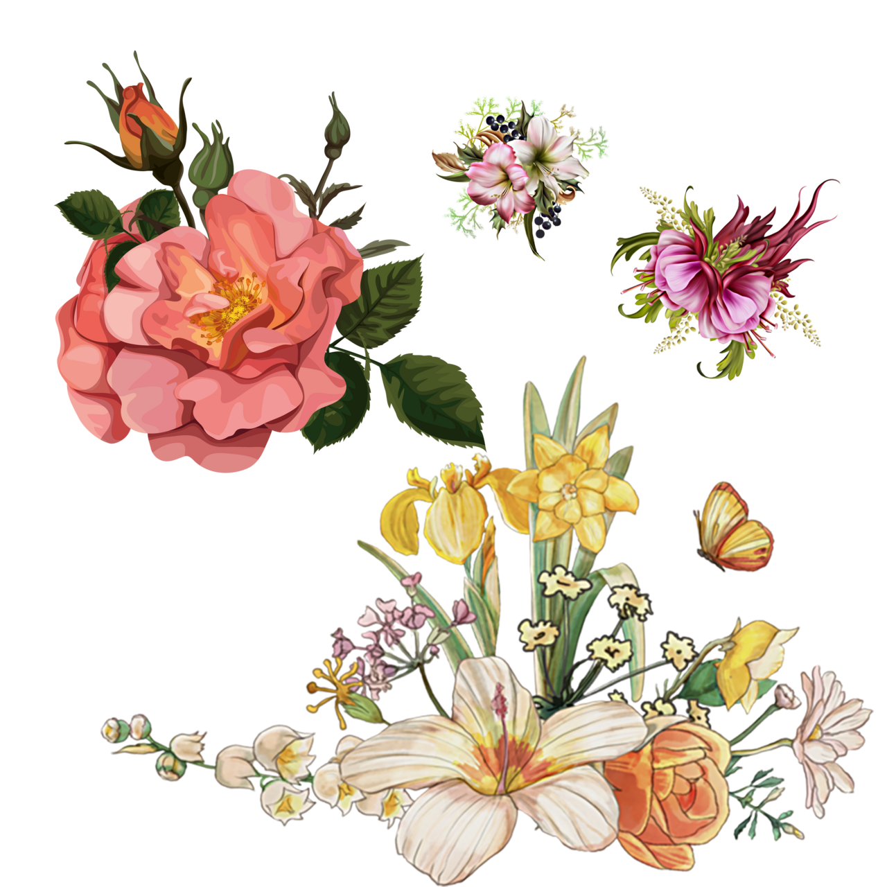 Flower bouquet pin page clipart image 2