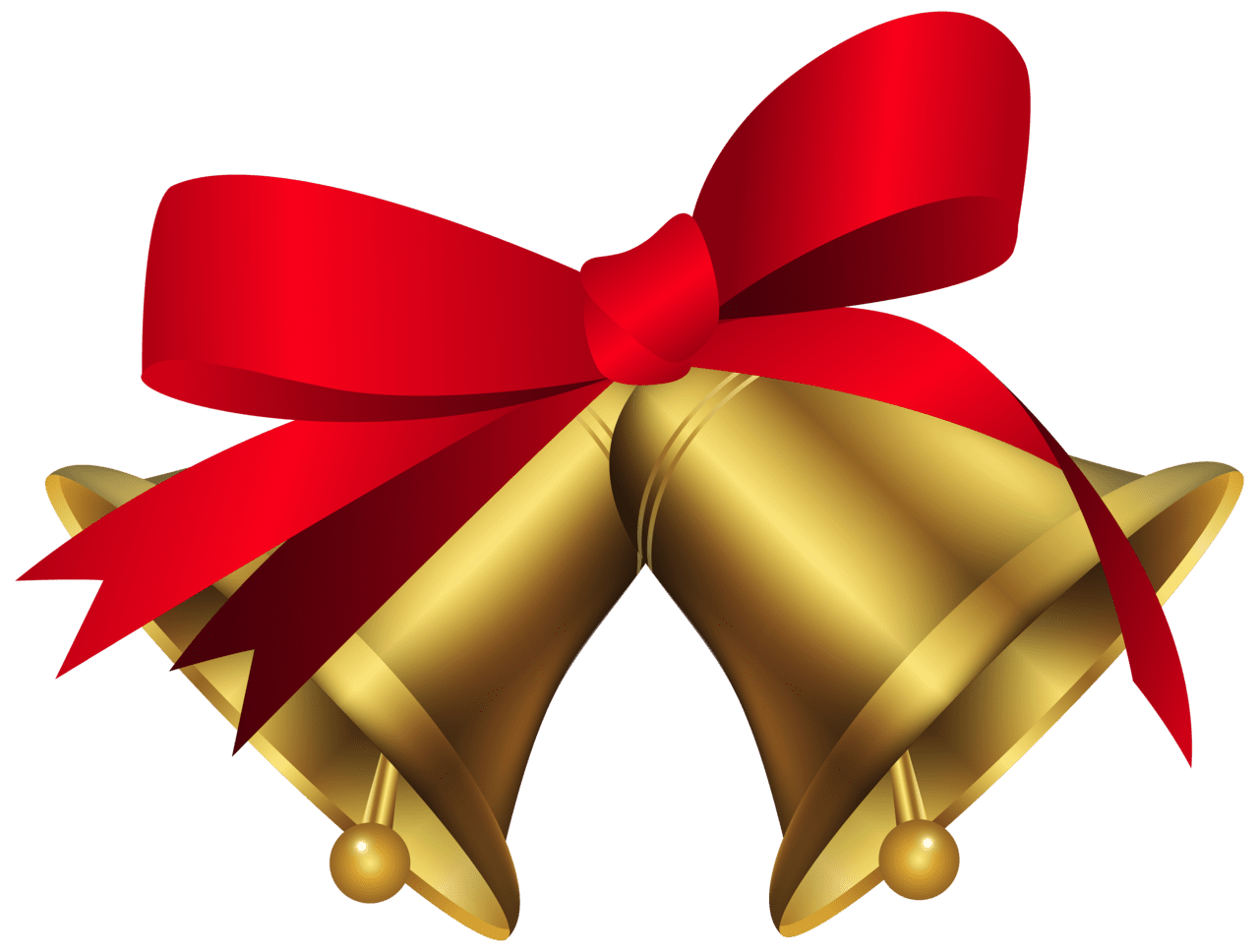 Ribbon christmas bells with red bow clipart image