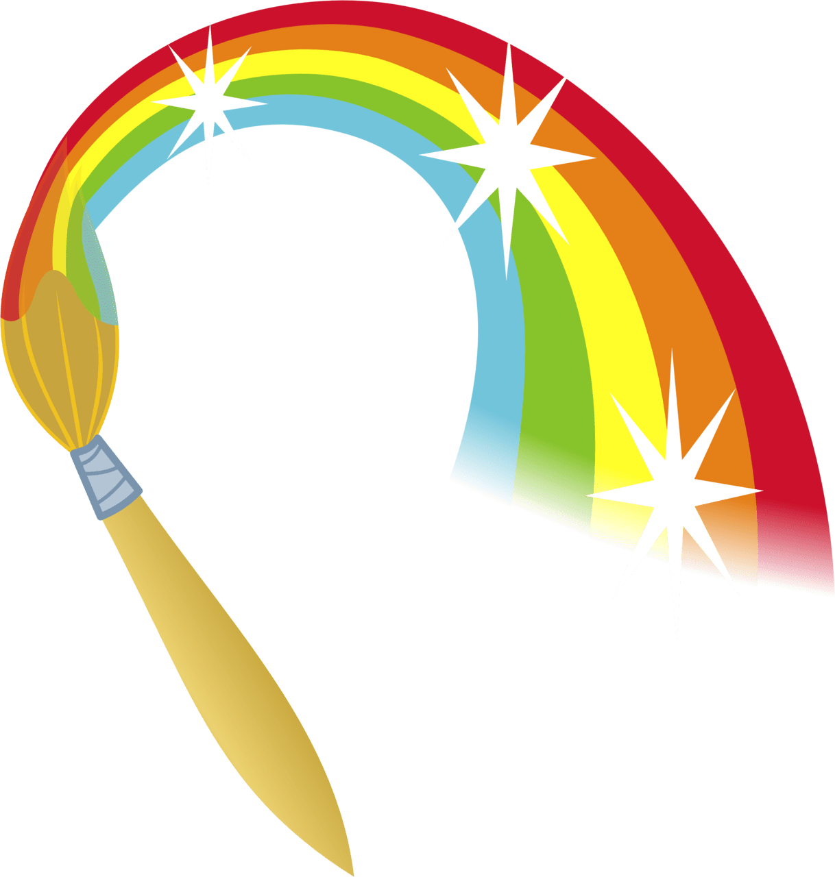 Paint and paintbrush brushes with them rainbow brush clipart image no background