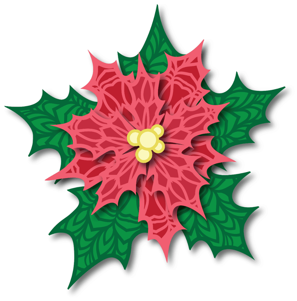 Layered mandala poinsettia cut clipart background