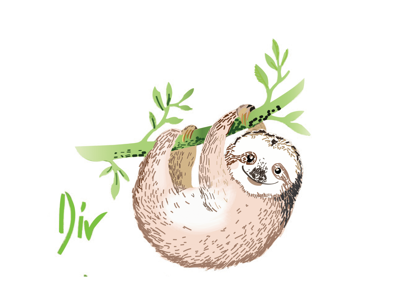 Sloth pin page clipart image 2
