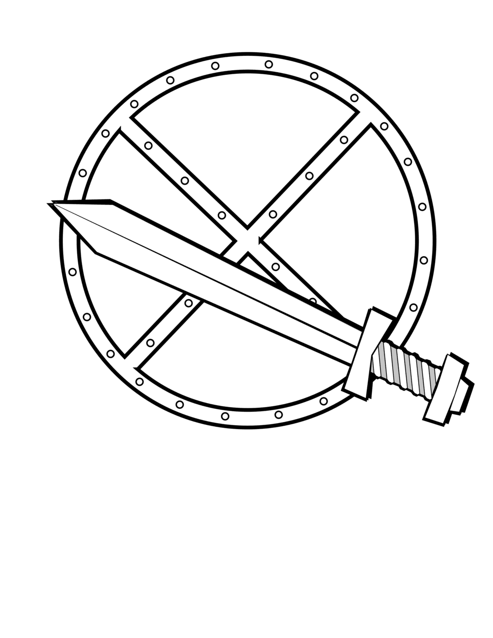 Round sword and shield clipart picture